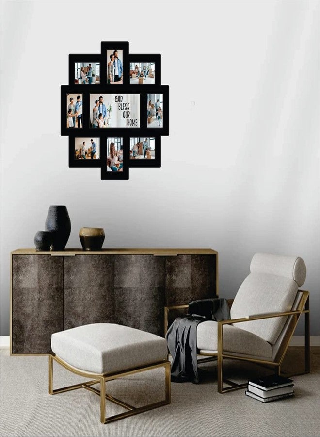 PICRAZEE إطار صور جداري من خشب MDF متعدد الصور في إطار واحد، إطار صور عائلي، ديكور جداري لغرفة المعيشة وغرفة النوم، وهدية (من 5 إلى 9 صور) - Image 3